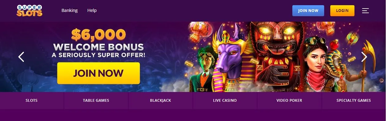 Super Slots Online Casino Welcome Bonus Image 